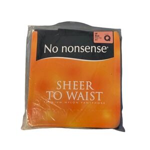 No Nonsense Sheer to Waist Premium Nylon Pantyhose Off Black Sheer Toe Size Q